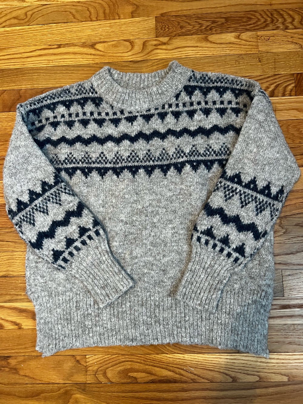 Altar'd State Gray Crewneck Fair Isle Knit Sweater